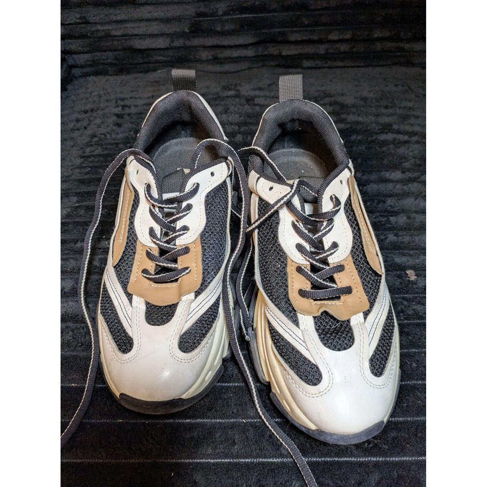 Steve Madden Possession Sneakers Black White Tan Chunky Platform POSS03S1 8.5M